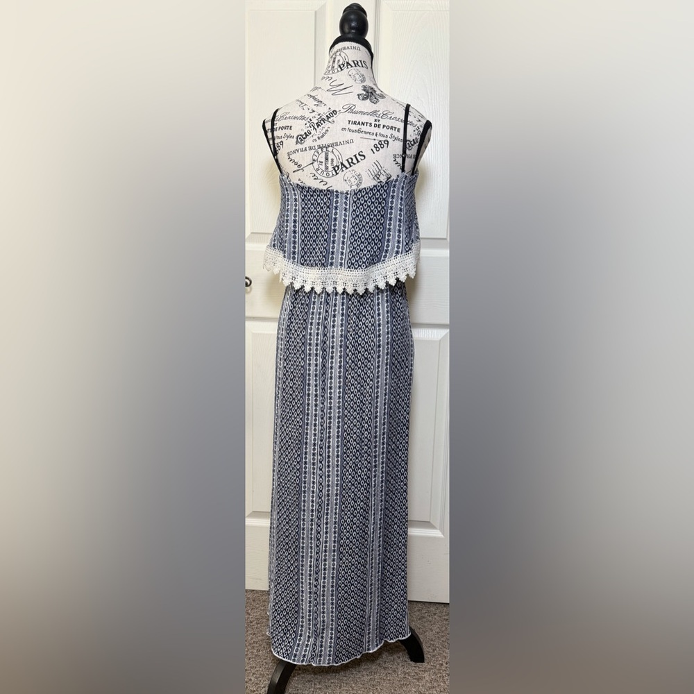 R2 Navy and Cream Western/Aztec/ Tribal Maxi Dress 👗 - Picture 3 of 3